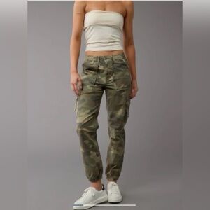 American Eagle Outfitters Army Green Camo Joggers with Elastic Drawstring Waist